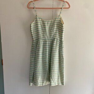 Cream and Mint Striped Fit and Flare Dress from J. Crew